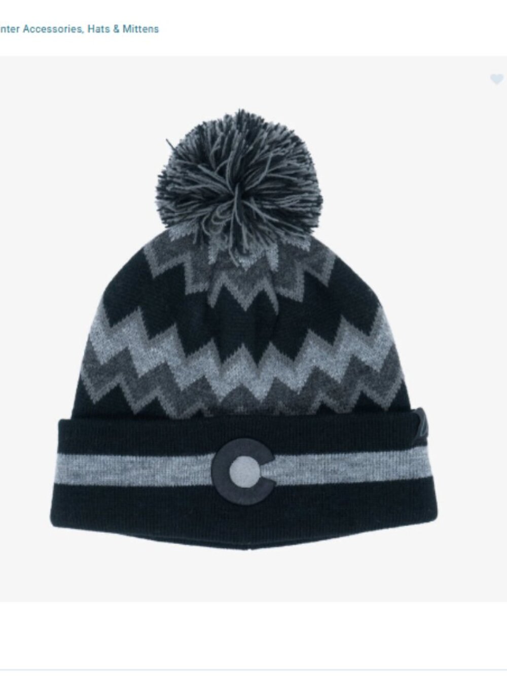 Aksels Adult Colorado Zig Zag Beanie Hat Black Grey NWT Ski Snowboard Snow